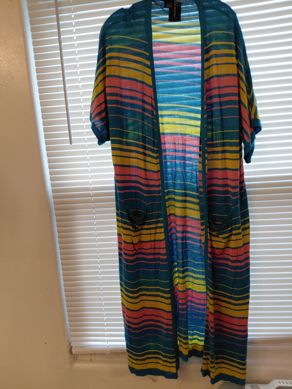Ashley Stewart Striped Kaftan Dress 2XL Long Knit Cowl Neck Dolman Multi